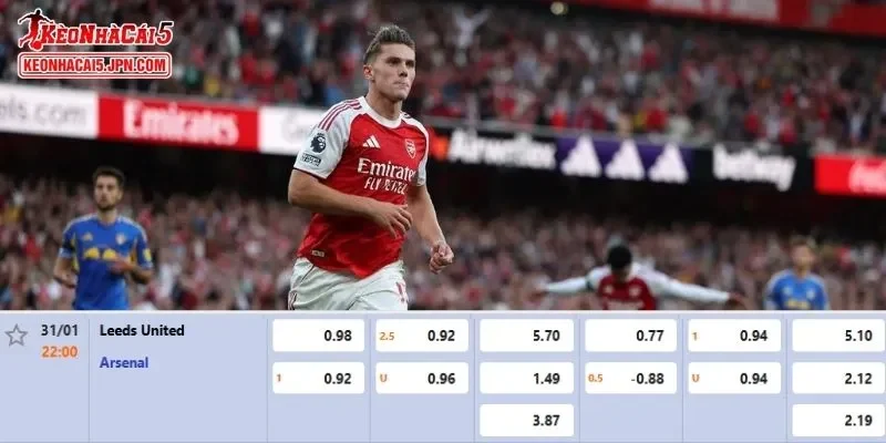 Tỷ lệ kèo đầy đủ nhất cho cuộc so tài Leeds United vs Arsenal